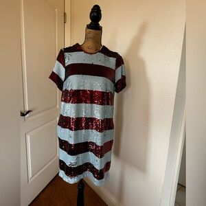 Anthropologie Maeve Sequin Stripe Dress | Size M
